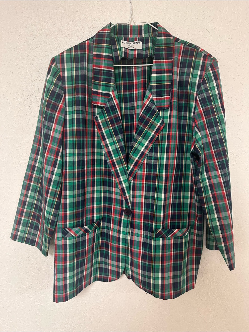 VTG Alfred Dunner Plaid Blazer Jacket Green Red Holiday Academia Size 16P